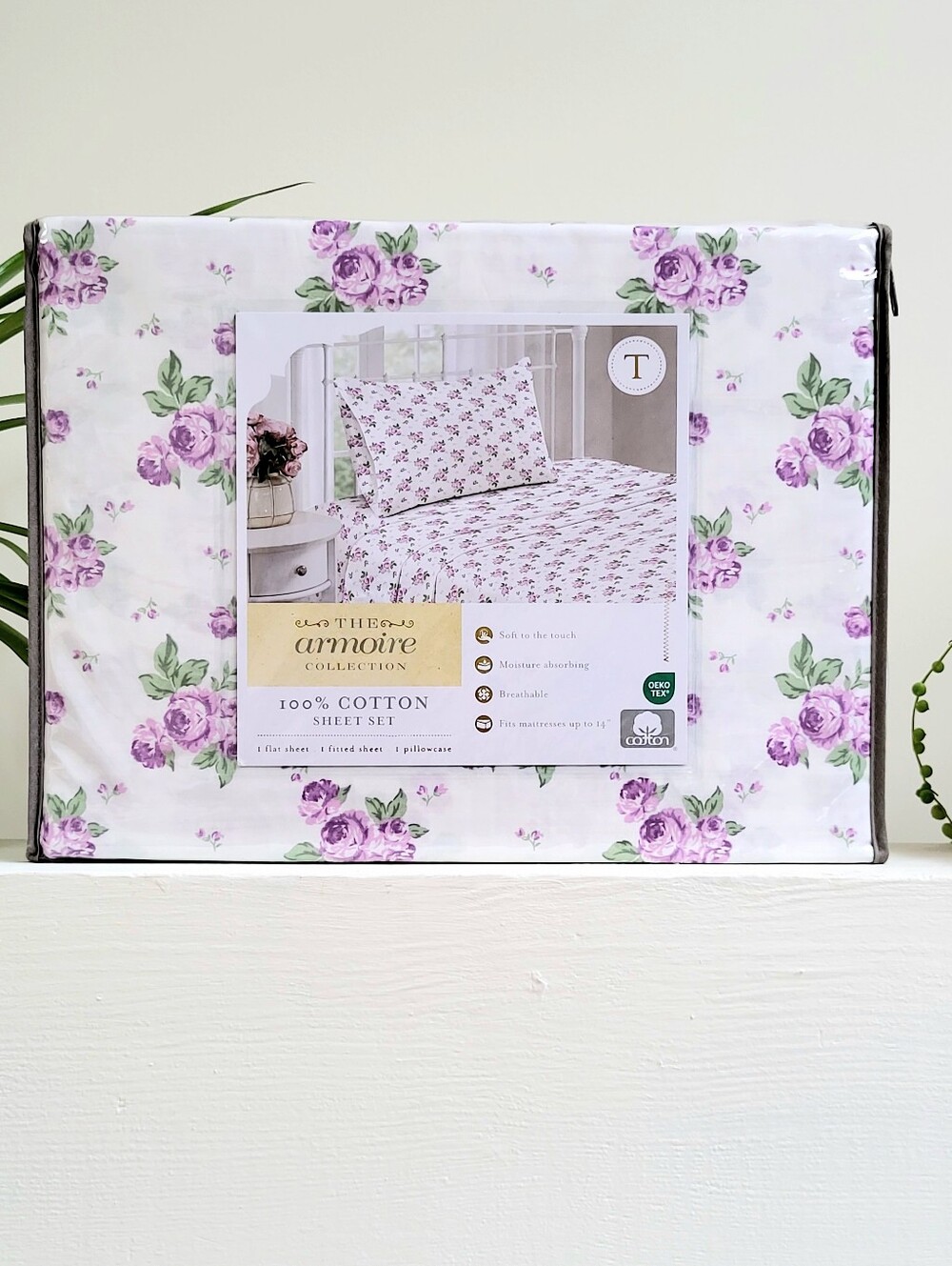 The Armoire Collection 3 piece set TWIN Purple Floral Cottage Core Farmhouse